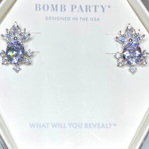 925 Solid Sterling Silver Diamond CZ Stud Earrings